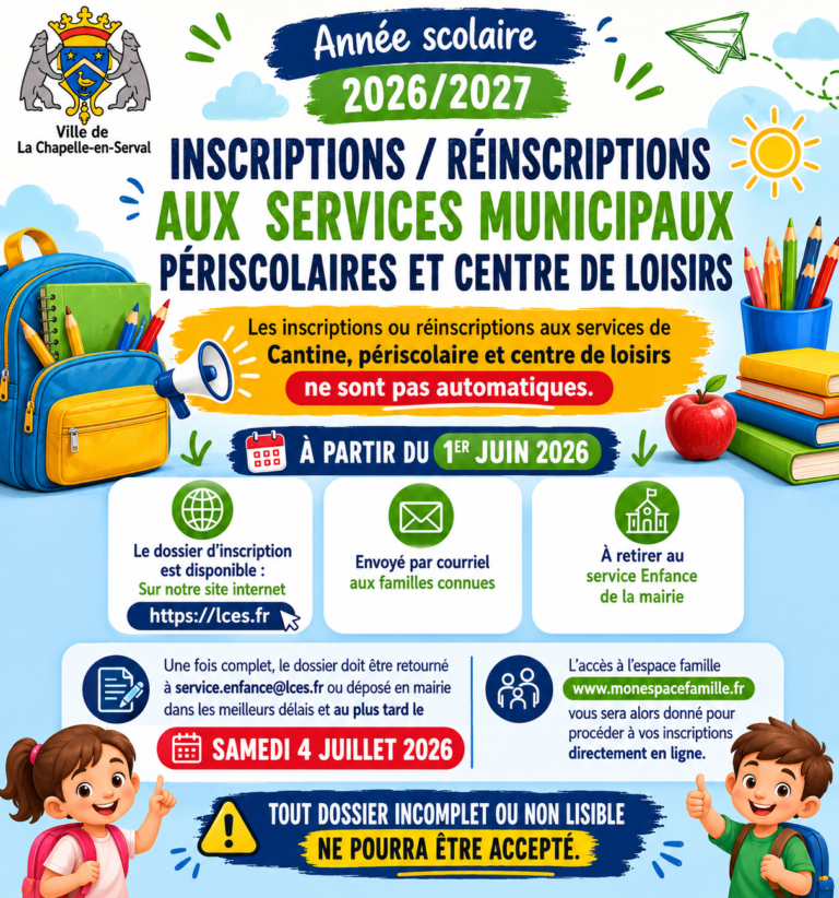 Inscriptions et réinscriptions année scolaire 2026/2027 : pensez à vos démarches !